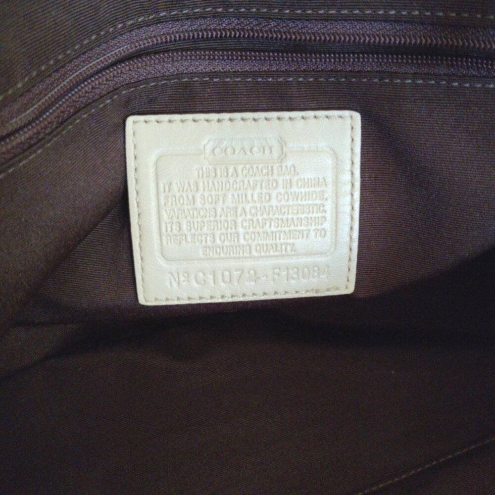 Coach Hamptons Pebbled Leather Medium Carryall Satchel in Sand/Silver, EUC - Picture 15 of 15
